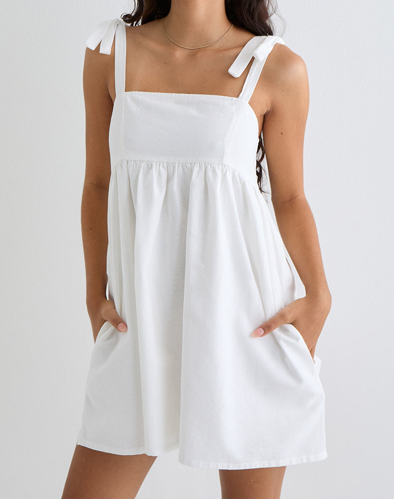 Mini robe à encolure Kayla, lin ivoire