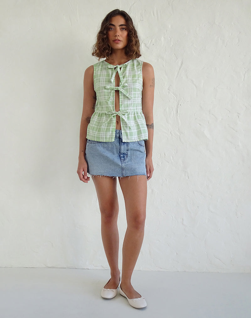 Image de la nappe Kayvata Tie Front Top in Table Cloth Neo Mint