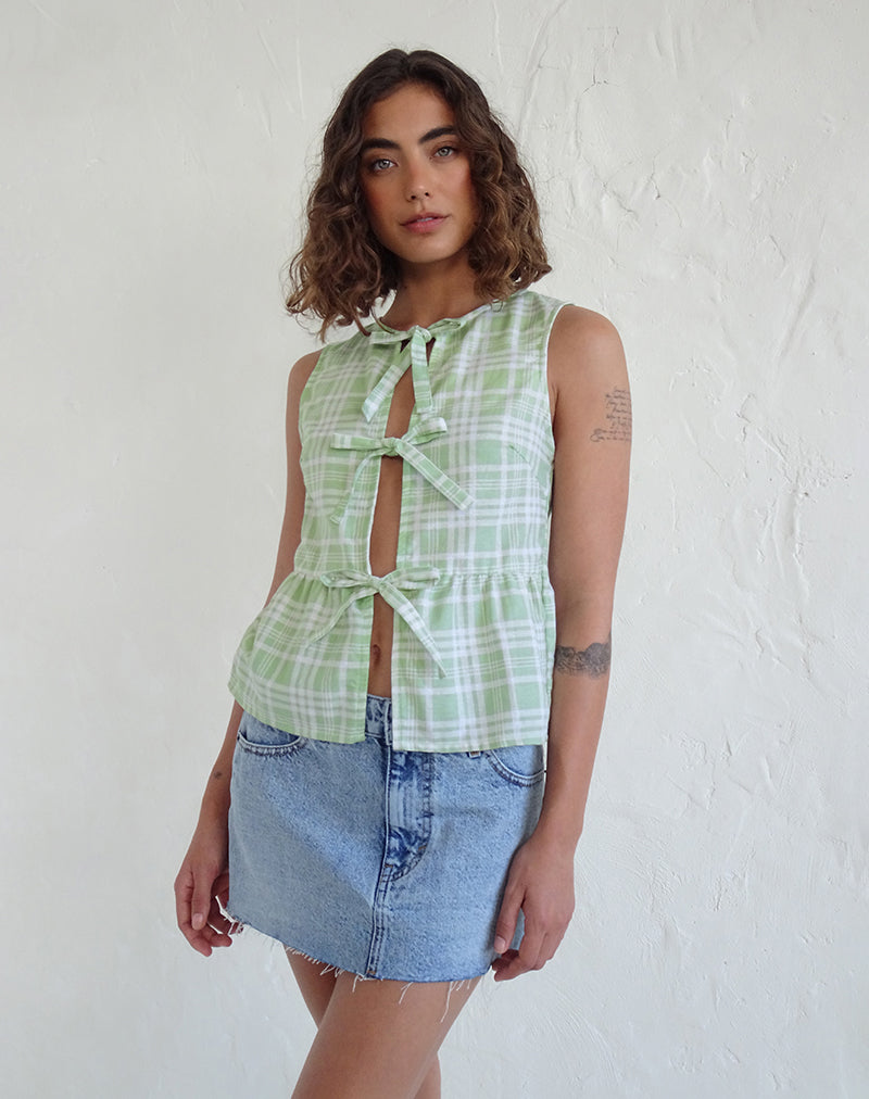 Image de la nappe Kayvata Tie Front Top in Table Cloth Neo Mint
