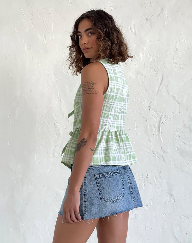 Image de la nappe Kayvata Tie Front Top in Table Cloth Neo Mint
