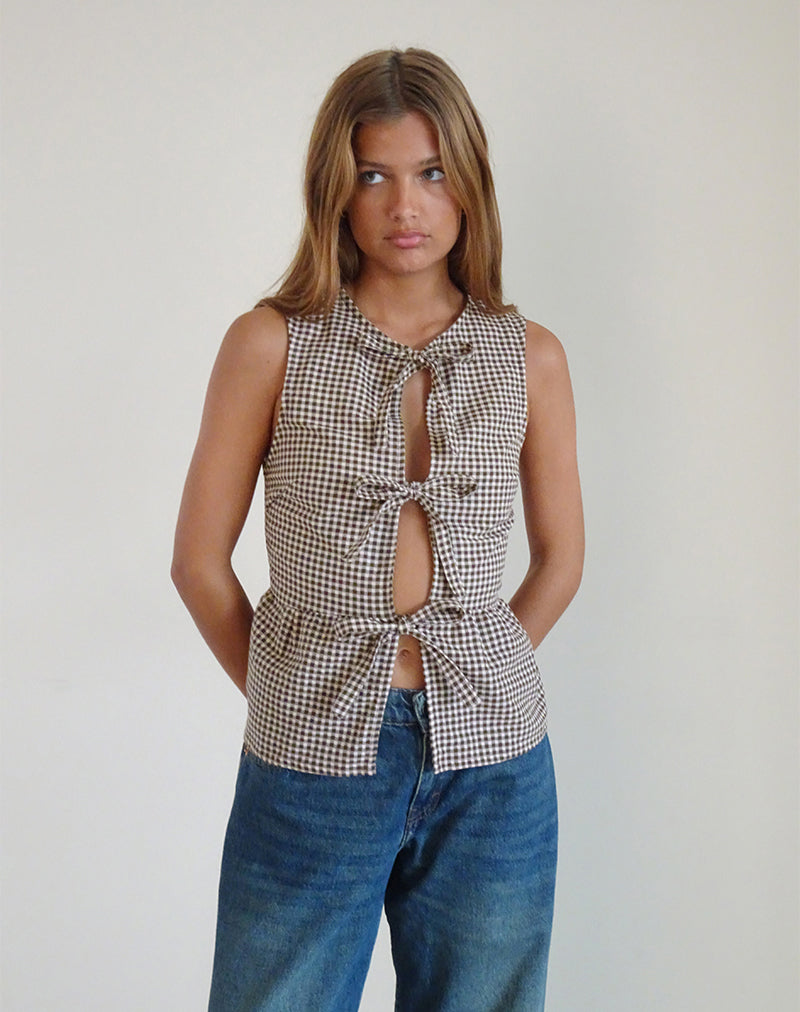 Image de Kayvata Top in Mini Gingham Brown