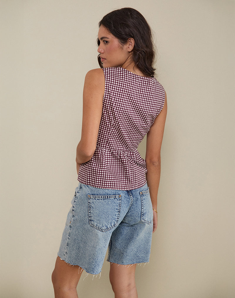 Image de Kayvata Top in Mini Gingham Wine