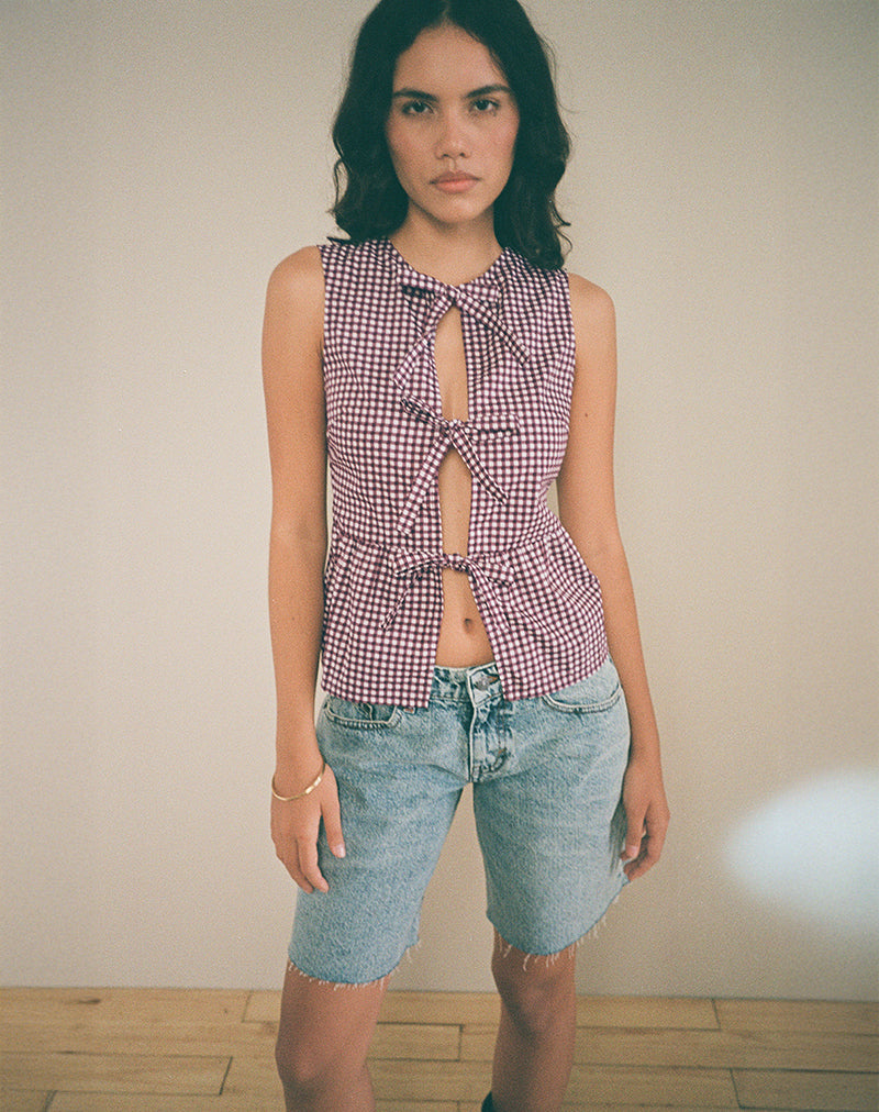 Image de Kayvata Top in Mini Gingham Wine