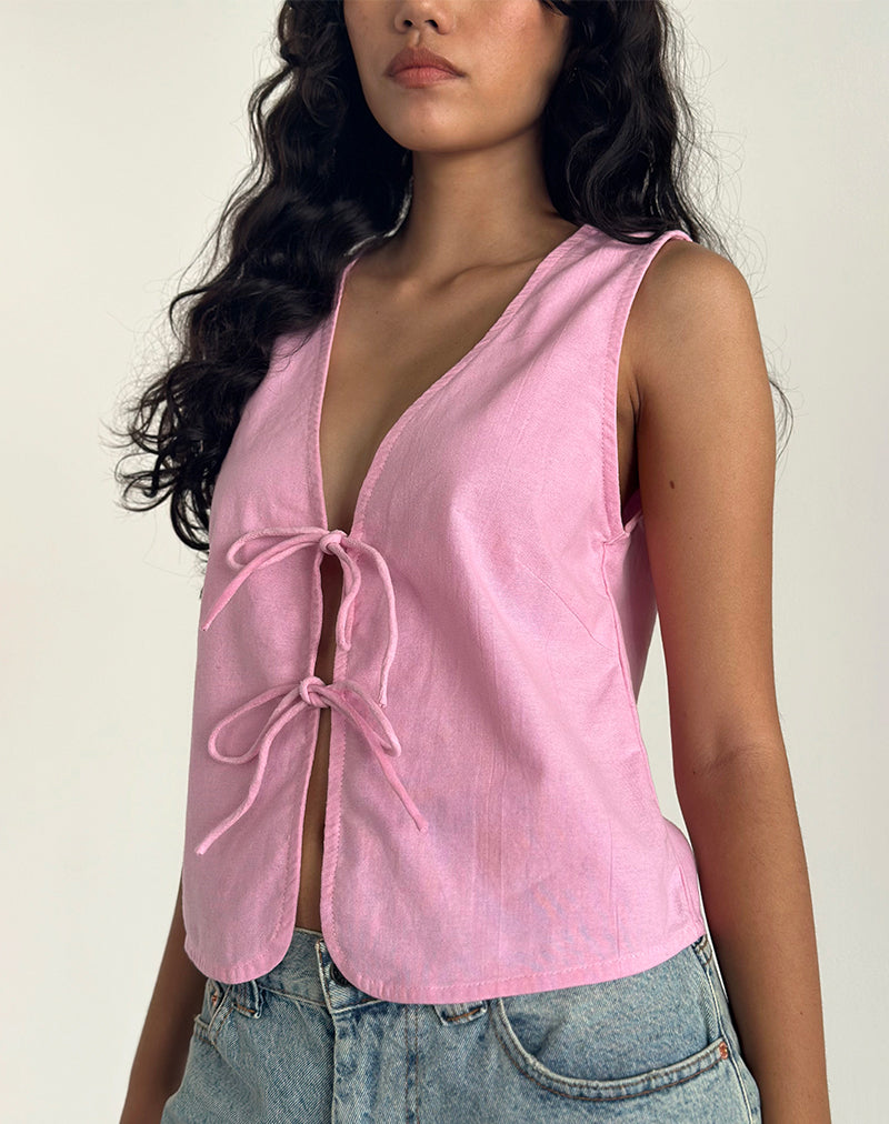 Image de Kayve Tie Front Top in Flamingo Pink