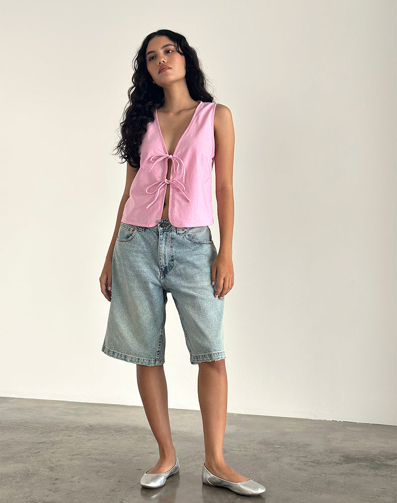 Image de Kayve Tie Front Top in Flamingo Pink