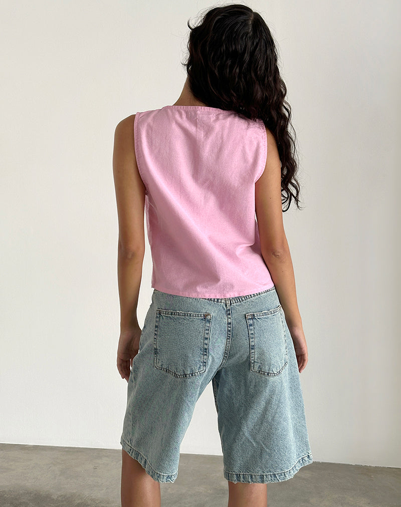 Image de Kayve Tie Front Top in Flamingo Pink