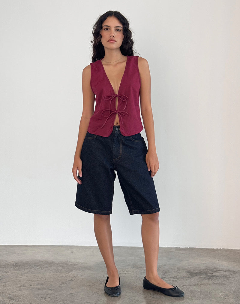 Image de Kayve Tie Front Top in Burgundy