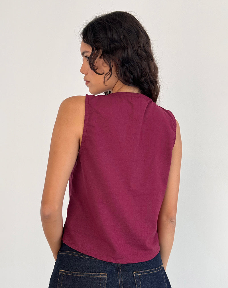 Image de Kayve Tie Front Top in Burgundy