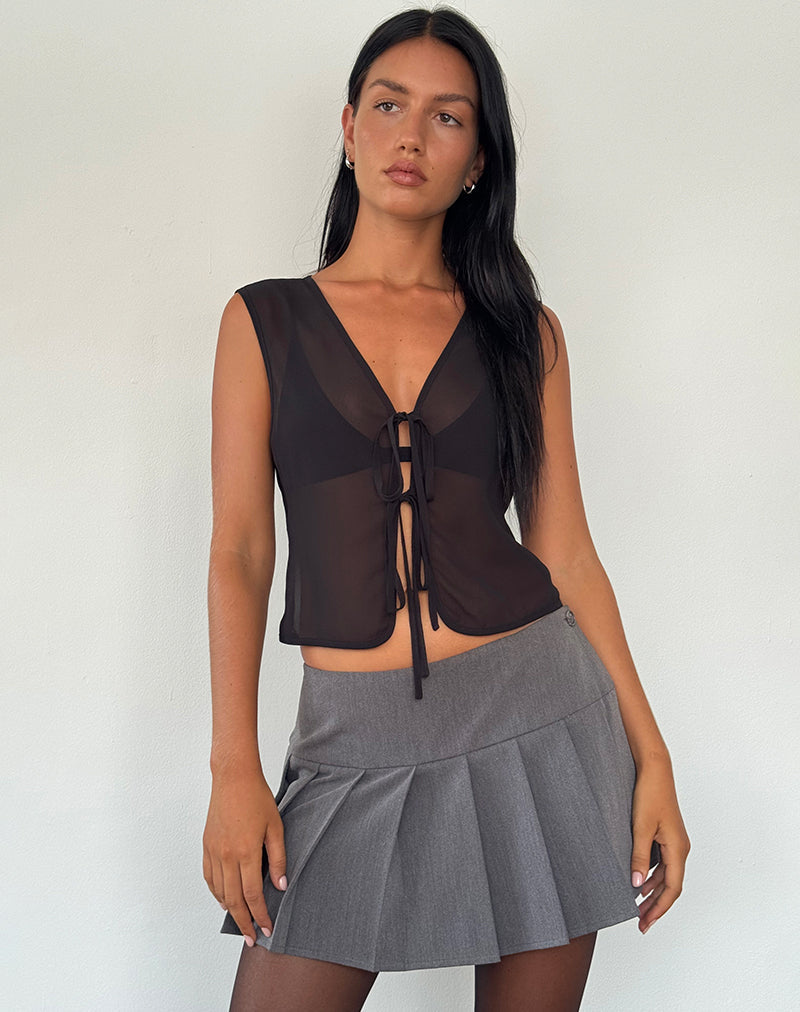 Image de Kayve Tie Front Top in Chiffon Black