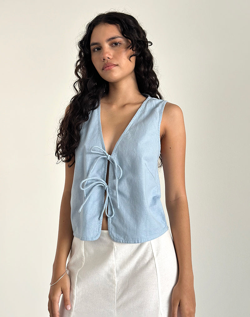 Image de Kayve Tie Front Top in Nantucket Blue