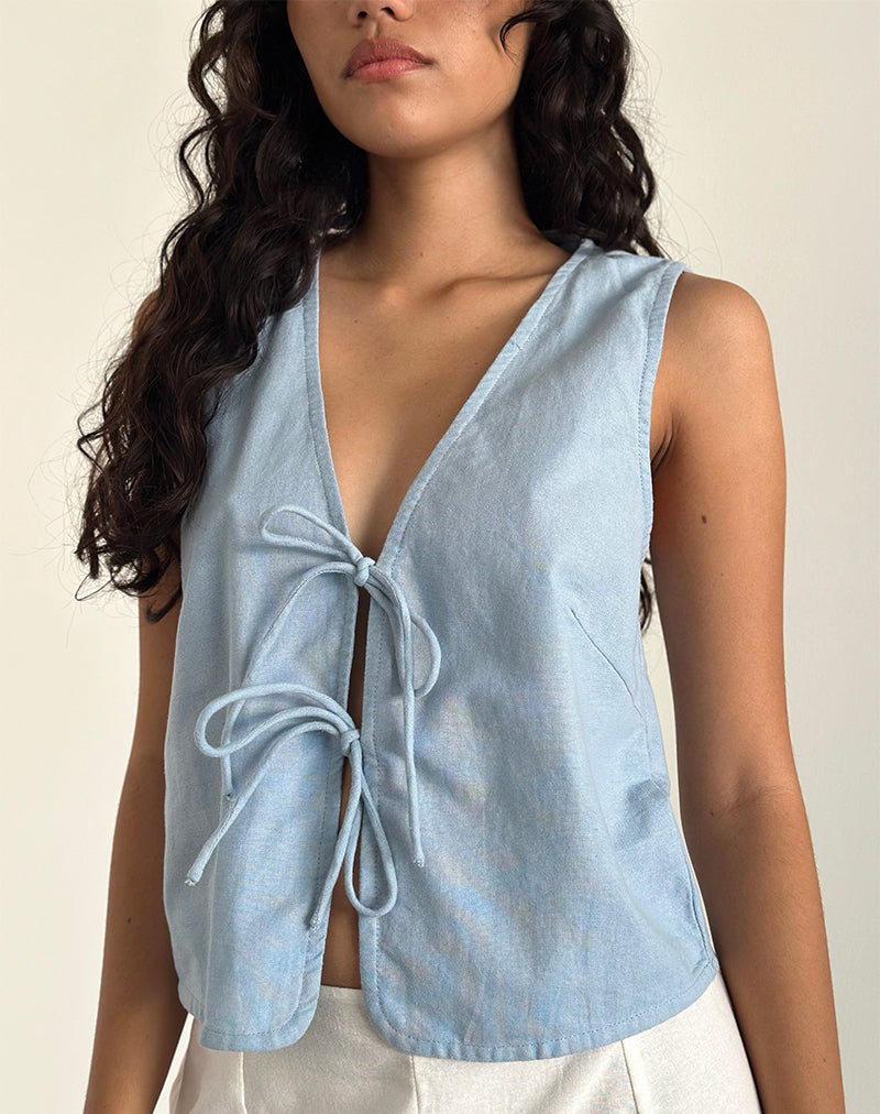 Image de Kayve Tie Front Top in Nantucket Blue