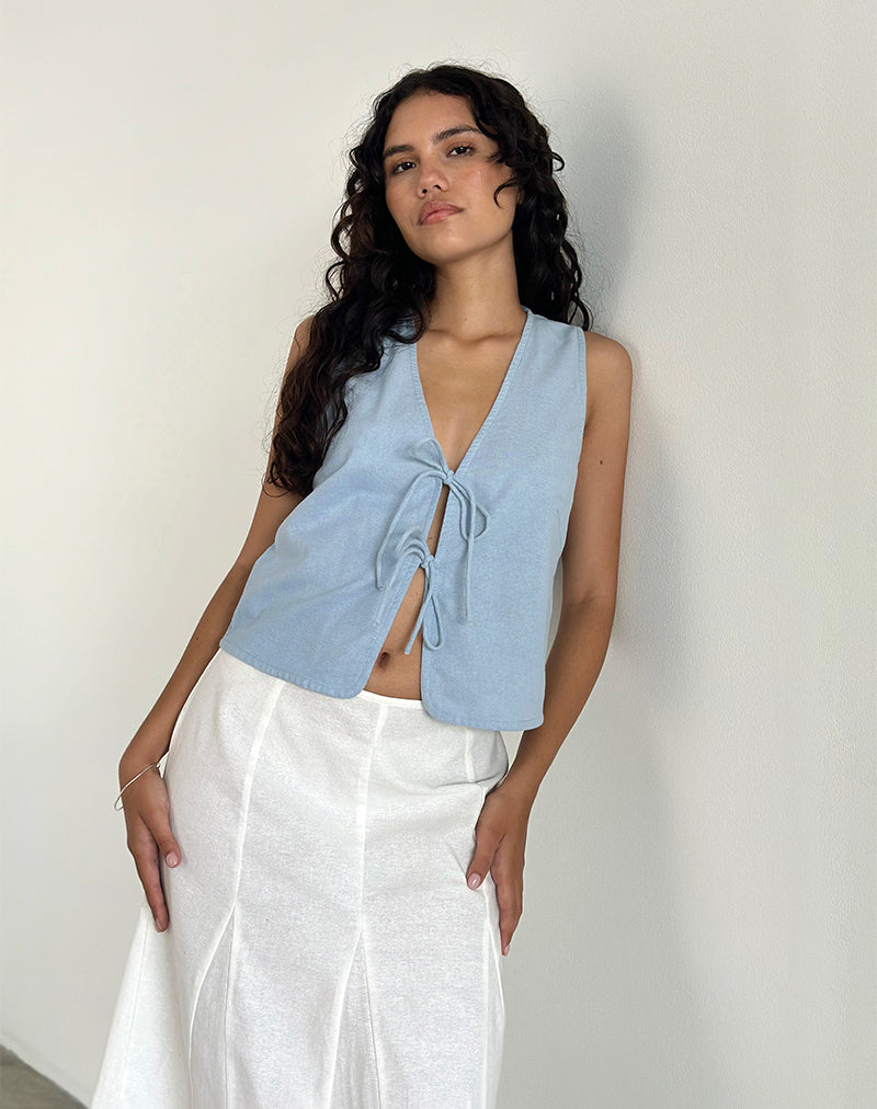Image de Kayve Tie Front Top in Nantucket Blue