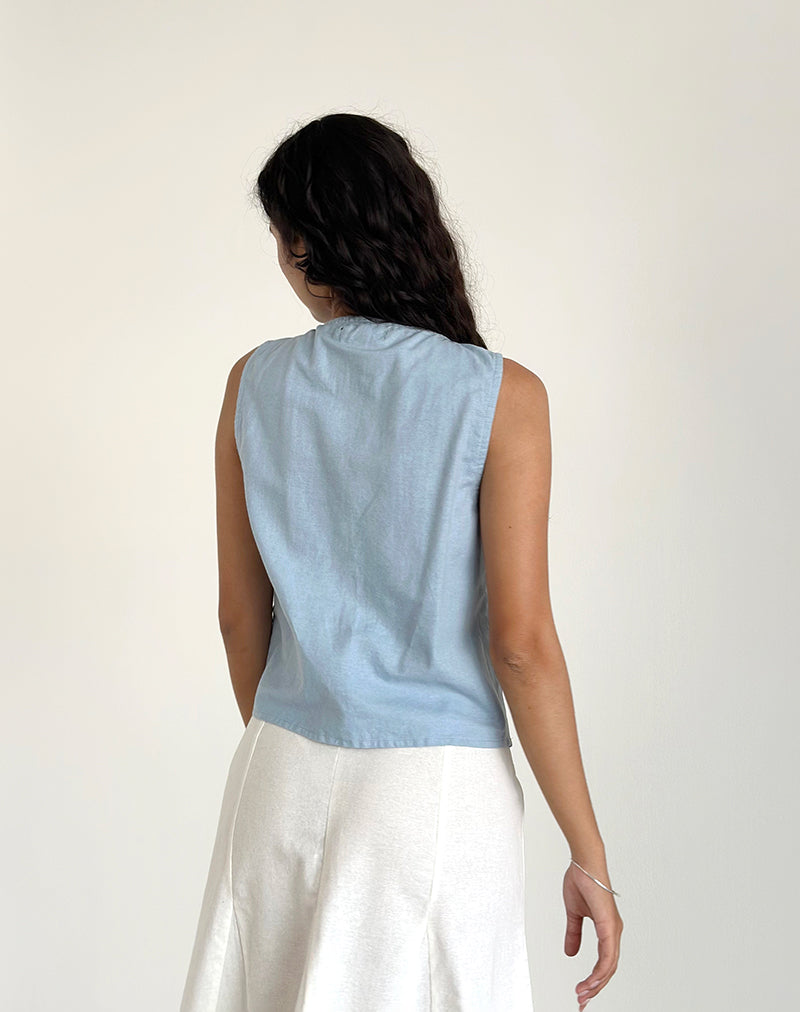 Image de Kayve Tie Front Top in Nantucket Blue