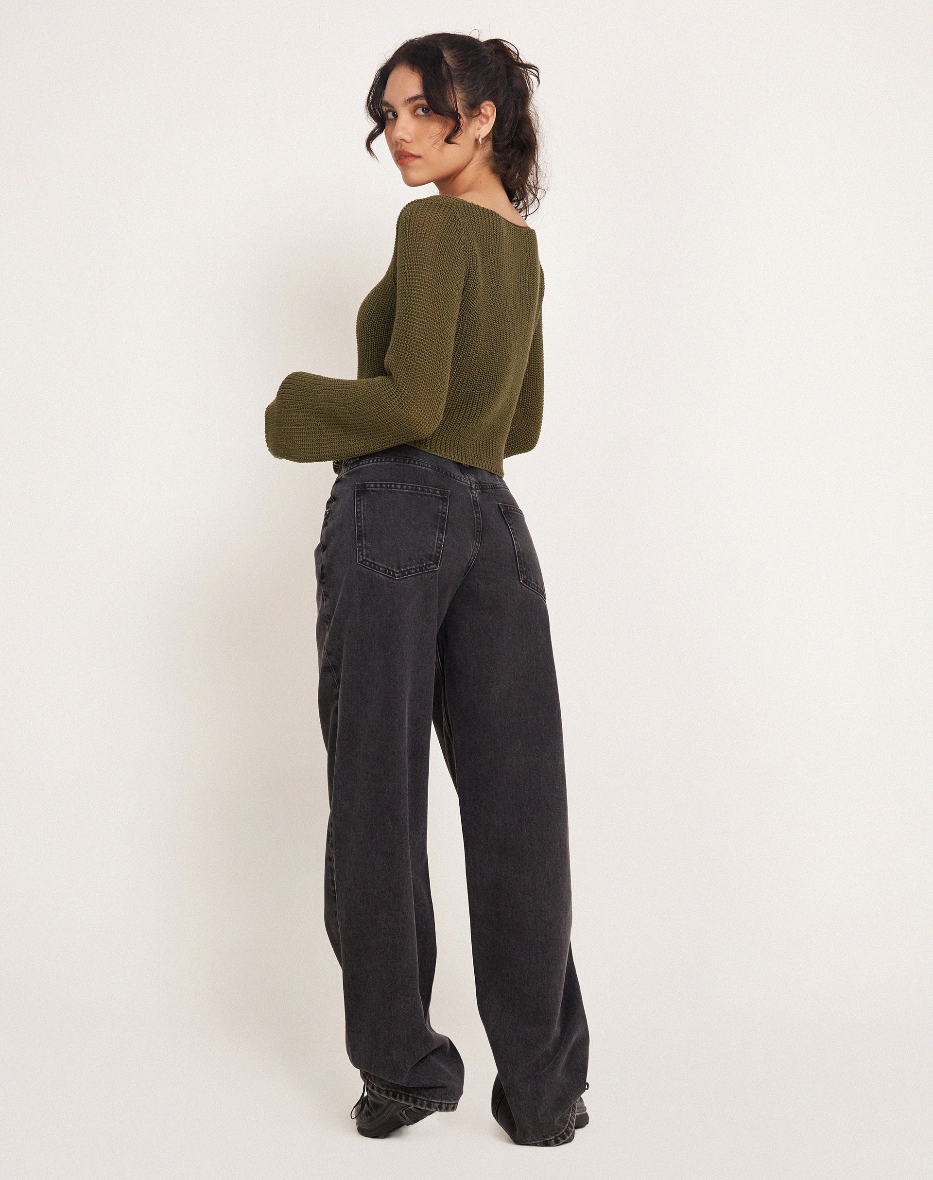 Image de Kazayo Long Sleeve Knit Top in Chive Green