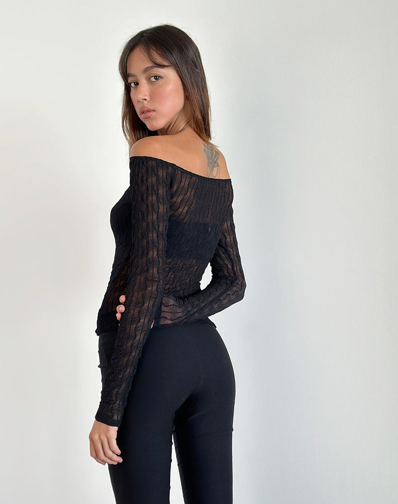 Image de Kazi Bardot Top in Crinkle Black