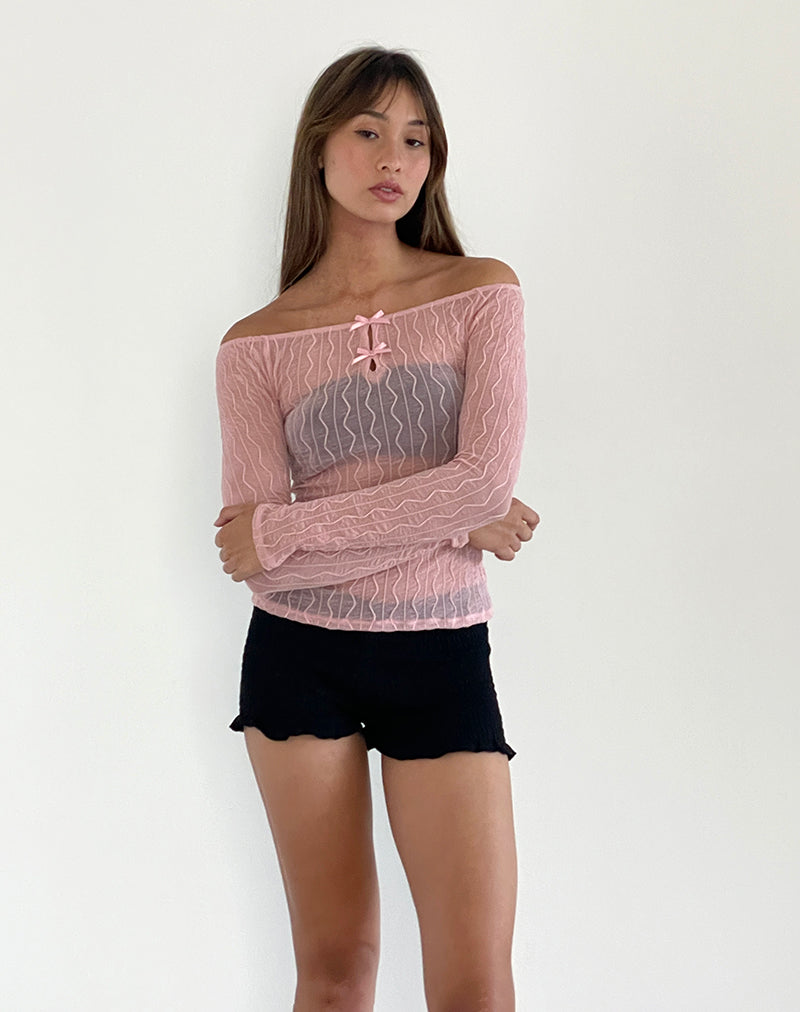 Image de Kazi Bardot Top in Crinkle Pink
