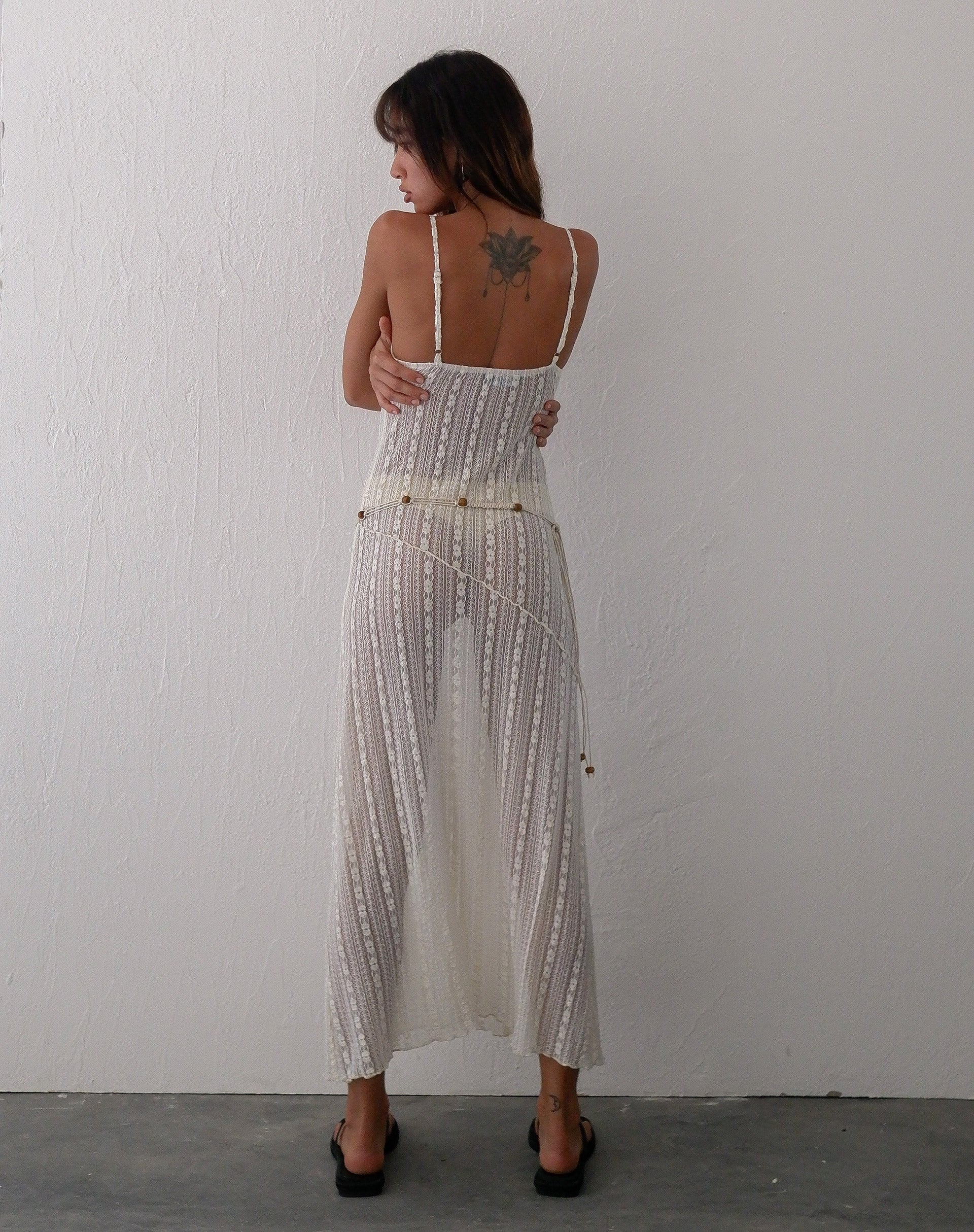 Image of Kehlani Sheer Midi Dress in Cream Lace