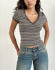 Image de Image de Keiko Top in Stripe Jersey Brown Army