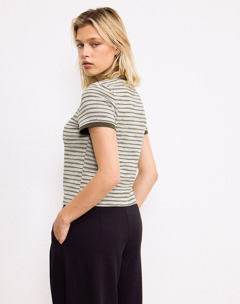 Image de Keiko Top in Stripe Jersey Tonal Brown