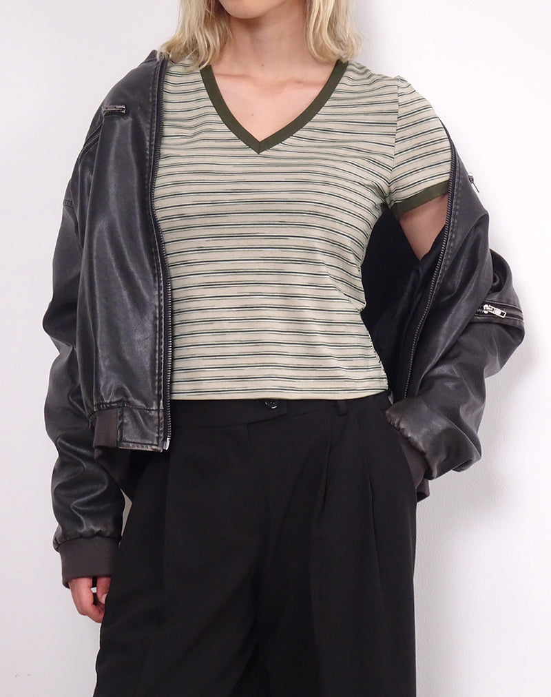 Image de Keiko Top in Stripe Jersey Tonal Brown