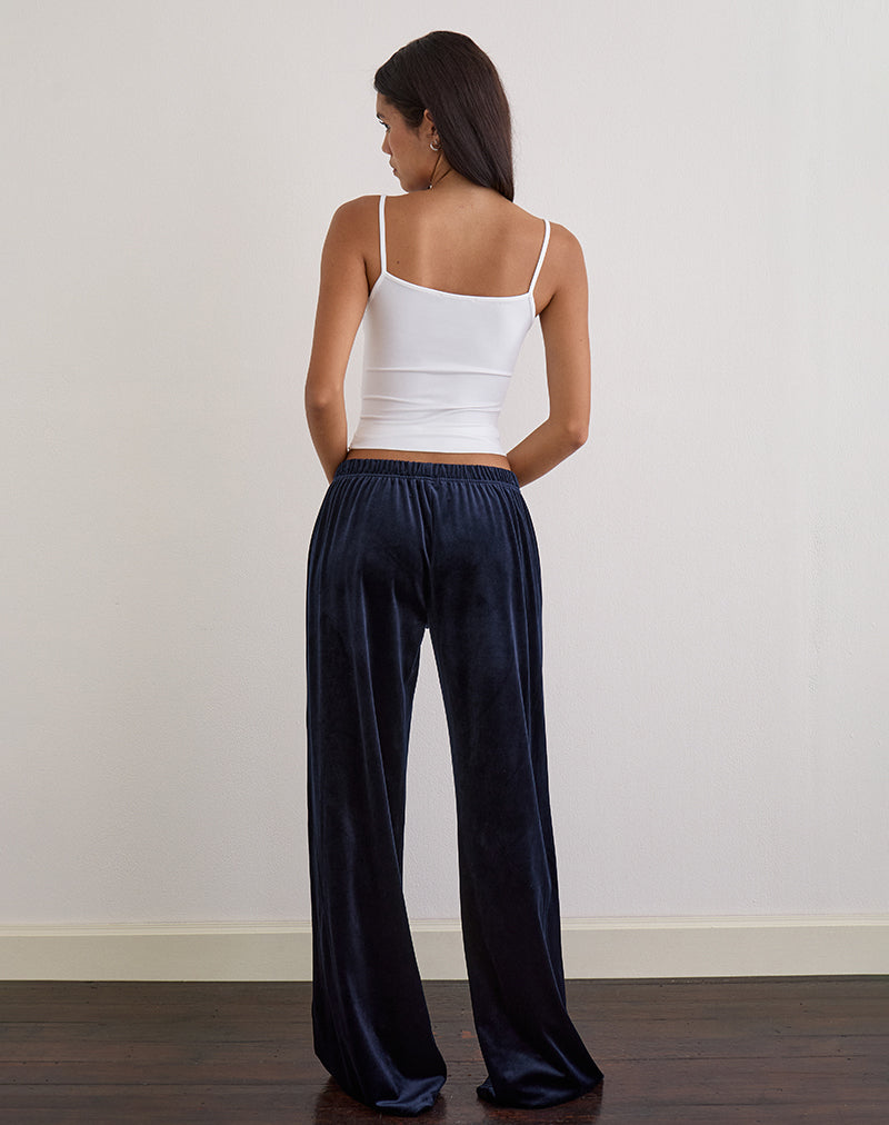 Image of Glen Jogger in Velour Navy with 'M' Embelishment