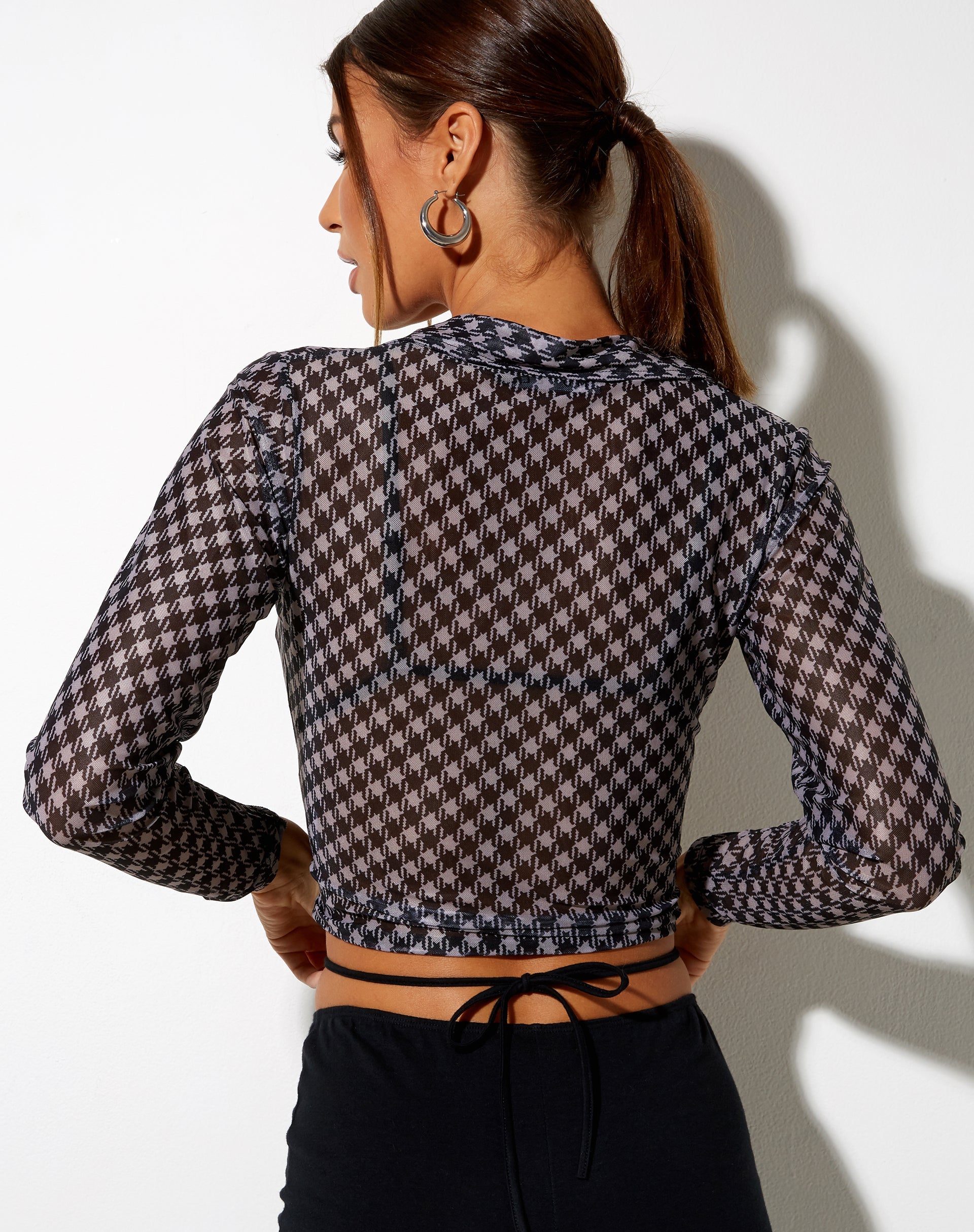 Image de marque de Kelly Shirt in Mesh Diagonal Dogtooth Black and Tan