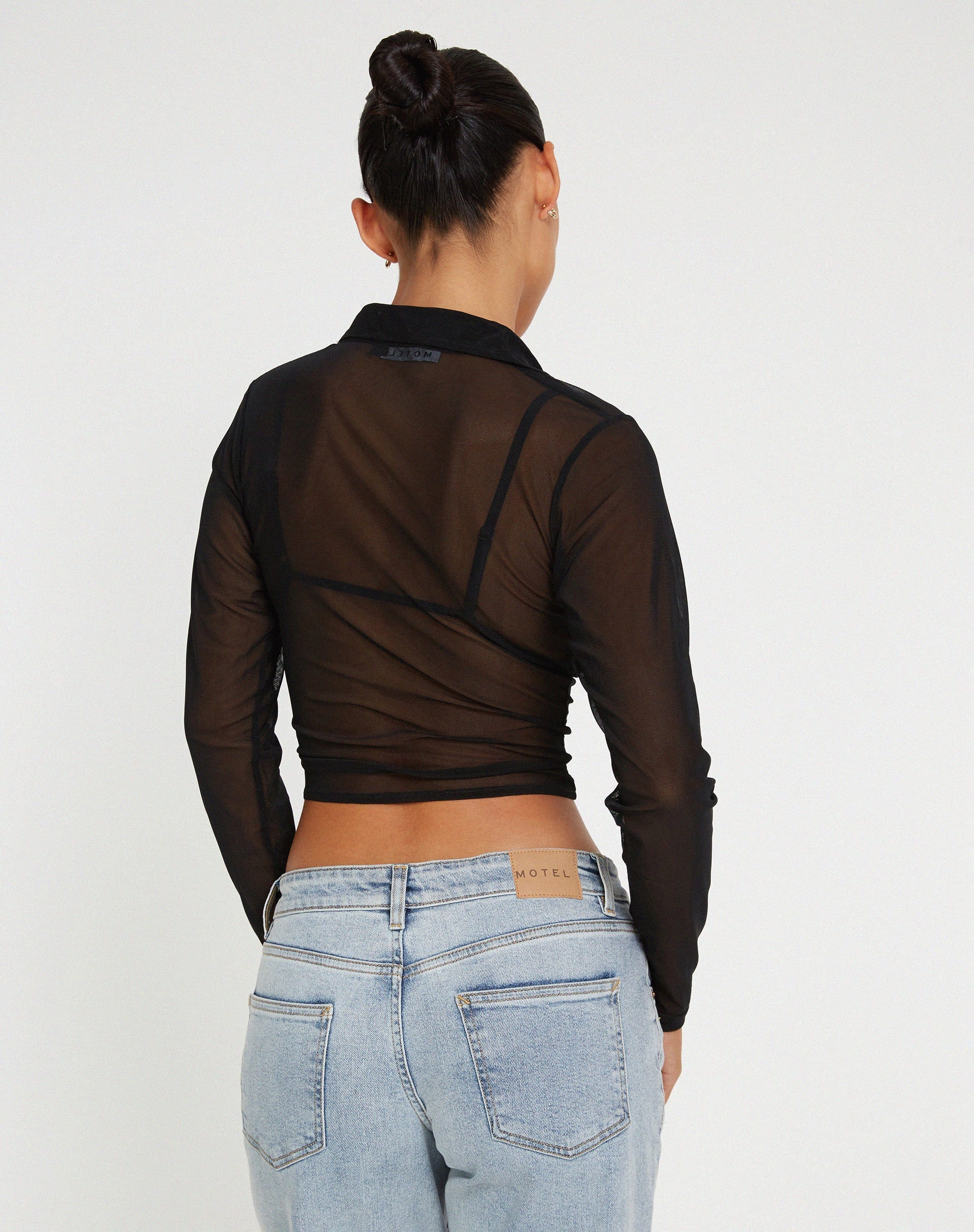 image de Kelly Cropped Shirt in Mesh Black
