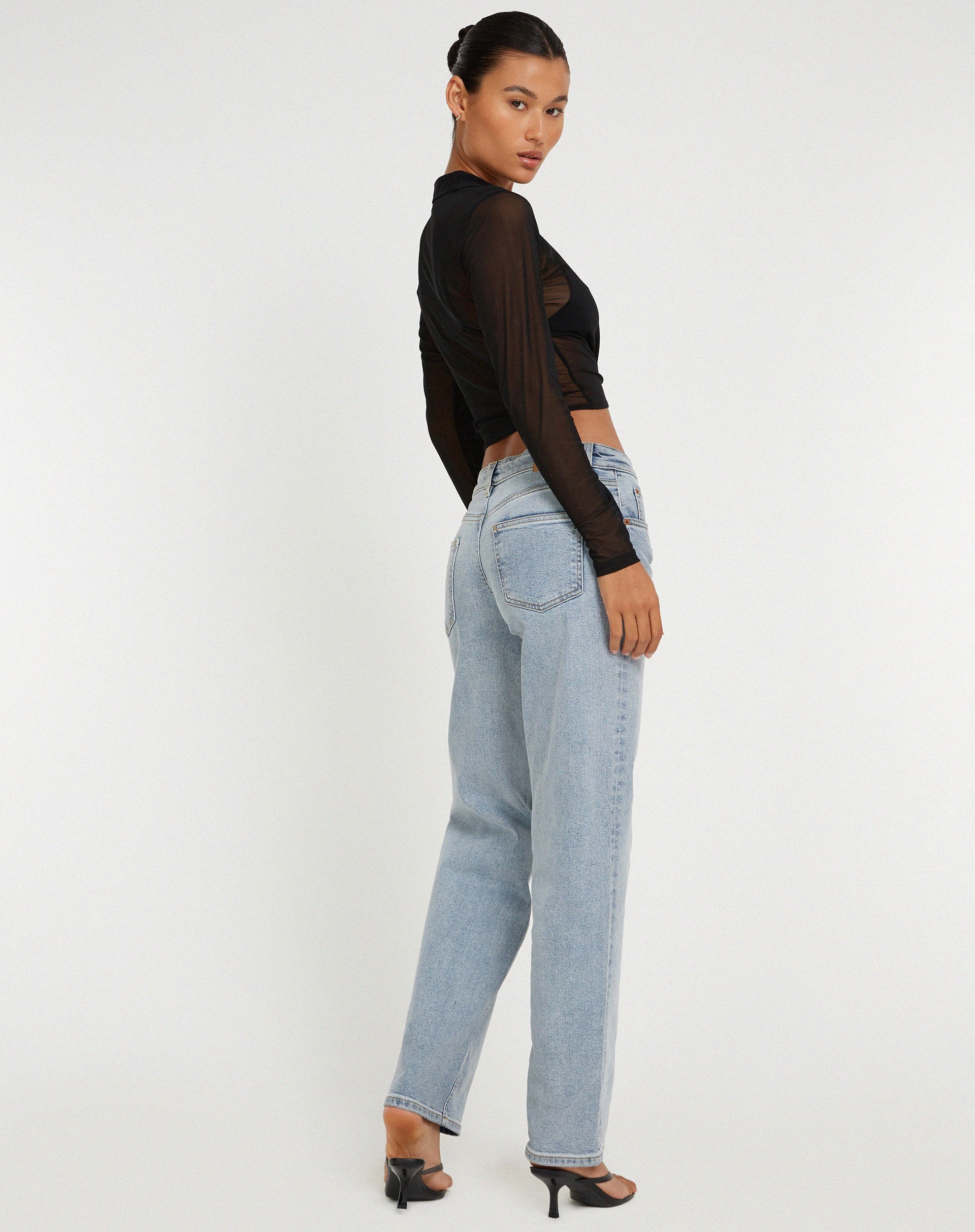 image de Kelly Cropped Shirt in Mesh Black