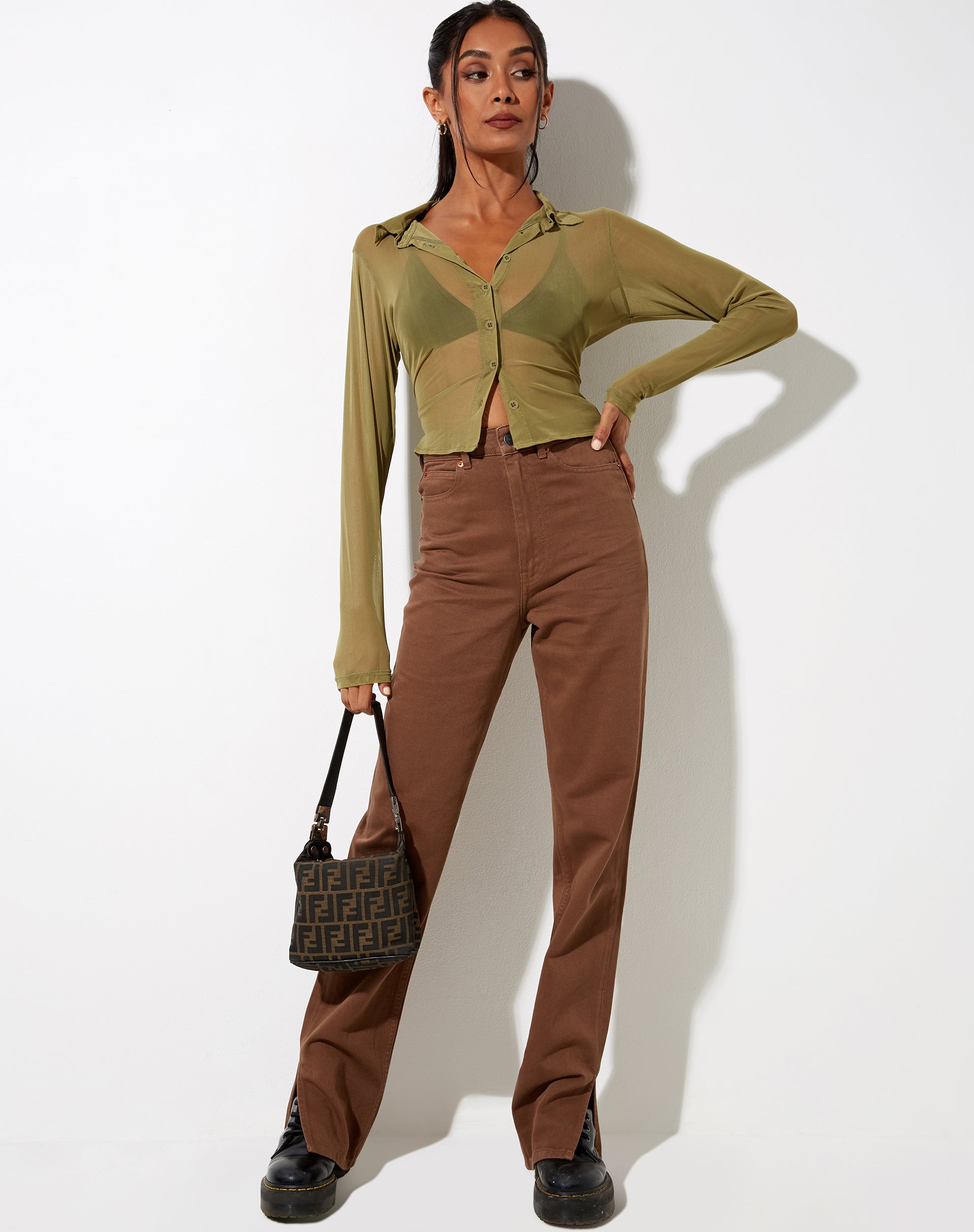 Image de la chemise Kelly en maille Olive