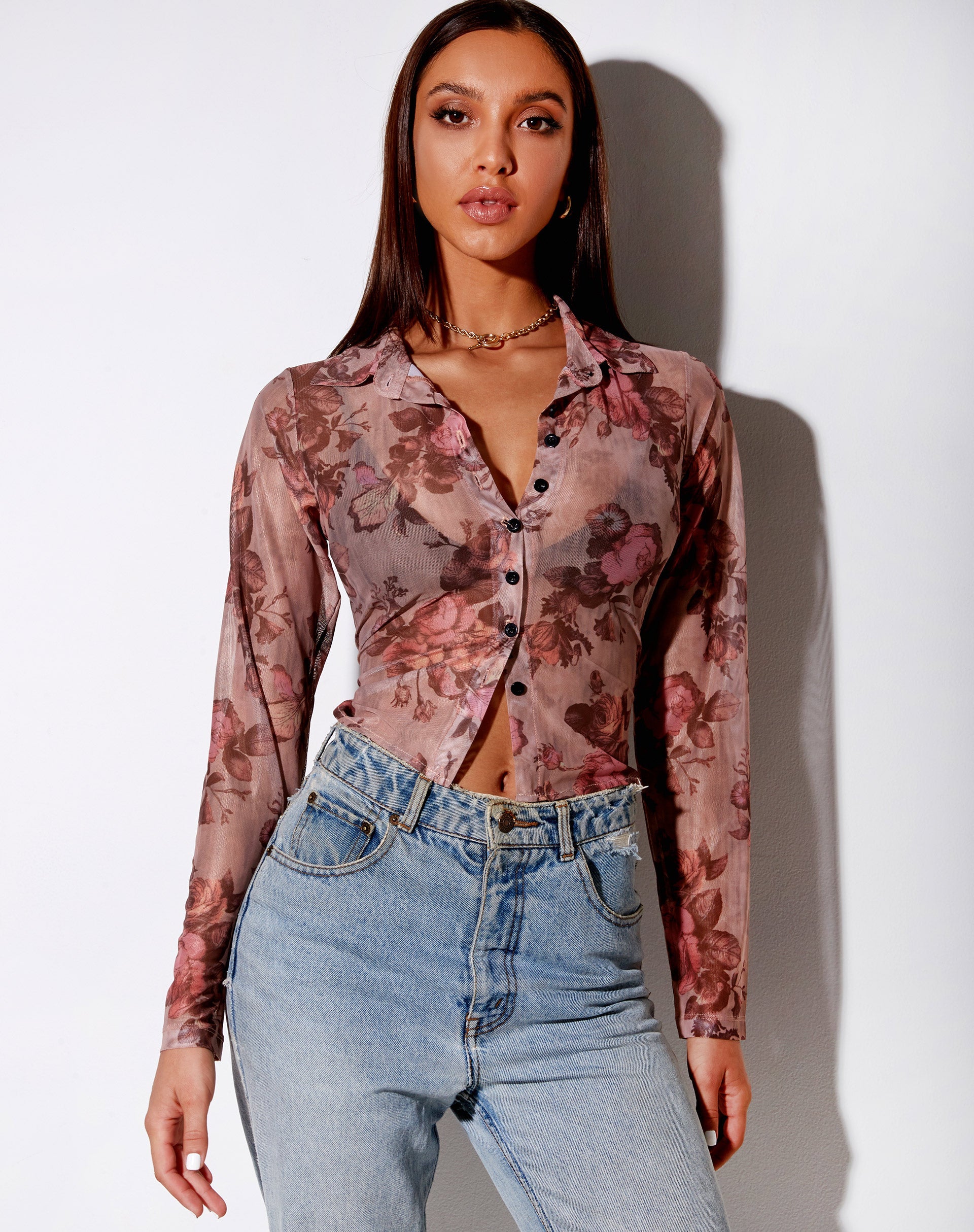 Image de la chemise Kelly en maille Peach Bloom