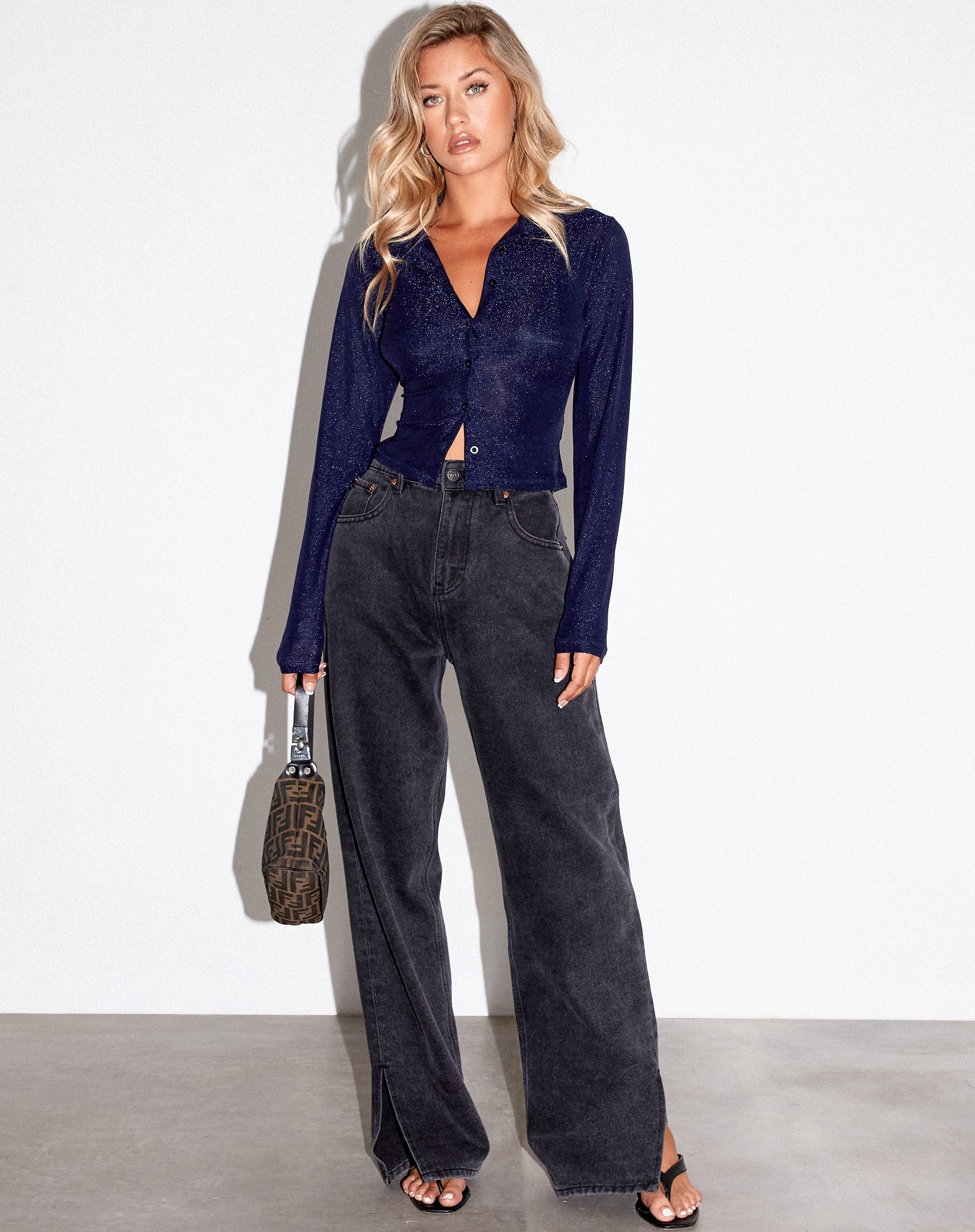 Image de la chemise Kelly en Lurex pailleté bleu marine