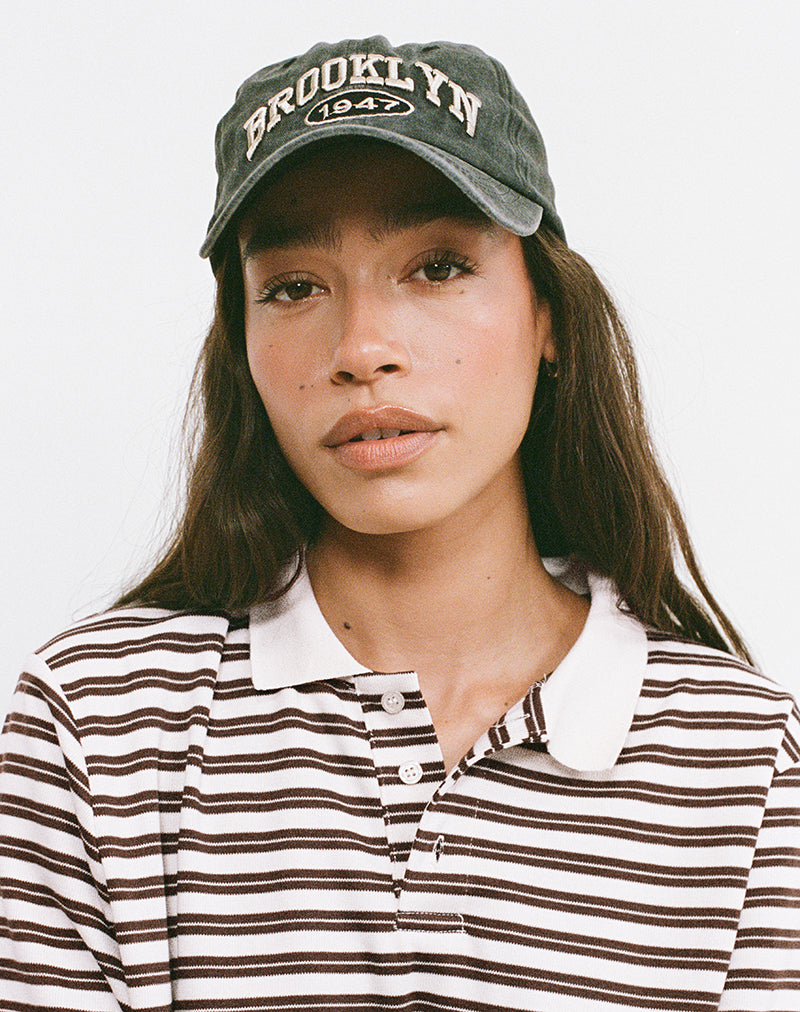 Image de Kemillau Baggy Shirt in Brown with White Stripes