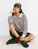 Image de Kemillau Baggy Shirt in Brown with White Stripes