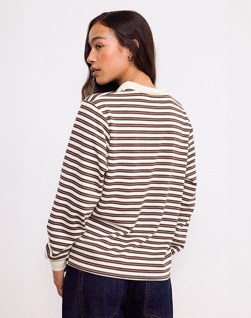 Image de Kemillau Baggy Shirt in Brown with White Stripes