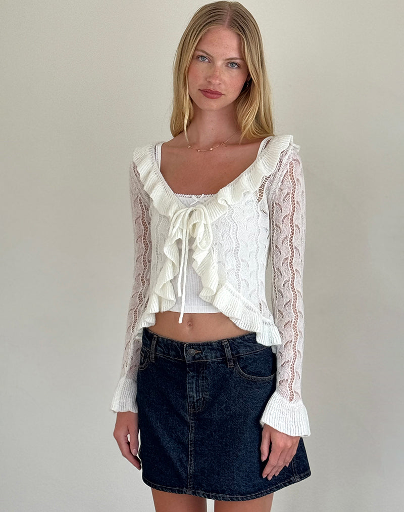 Cardigan Kenira en maille Pointelle Birch Cream