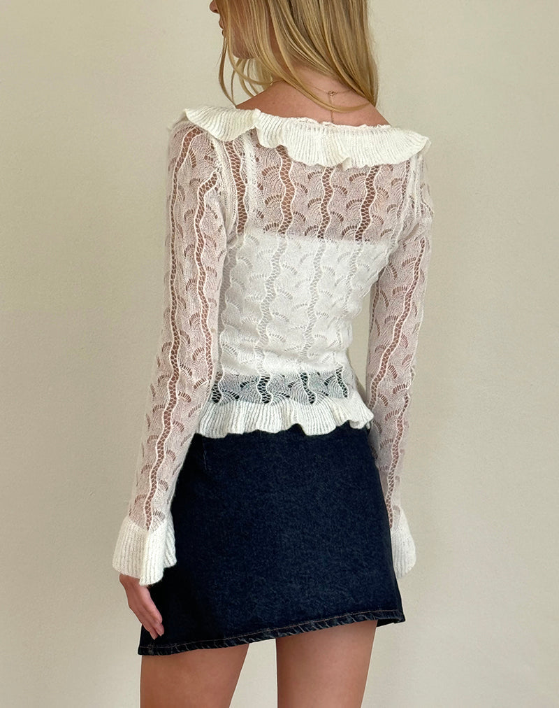 Image de Kenira Cardigan en maille Pointelle Birch Cream