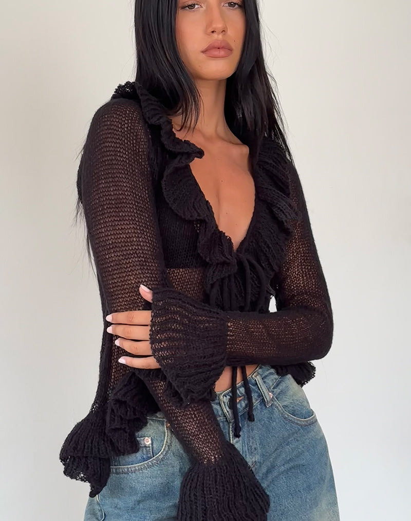Image of Kendra Ruffle Cardi in Black