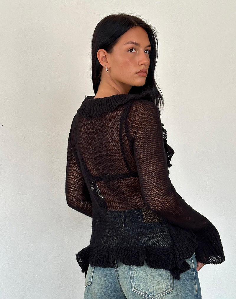 Image of Kendra Ruffle Cardi in Black