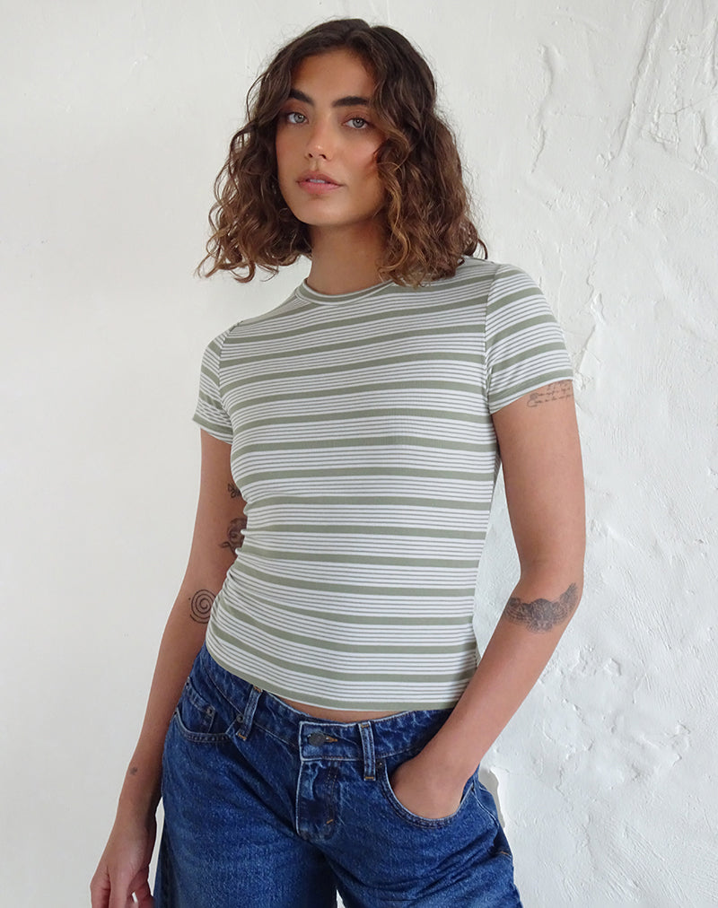 Image de Kenichi Top in Stripe Sage Green Jersey