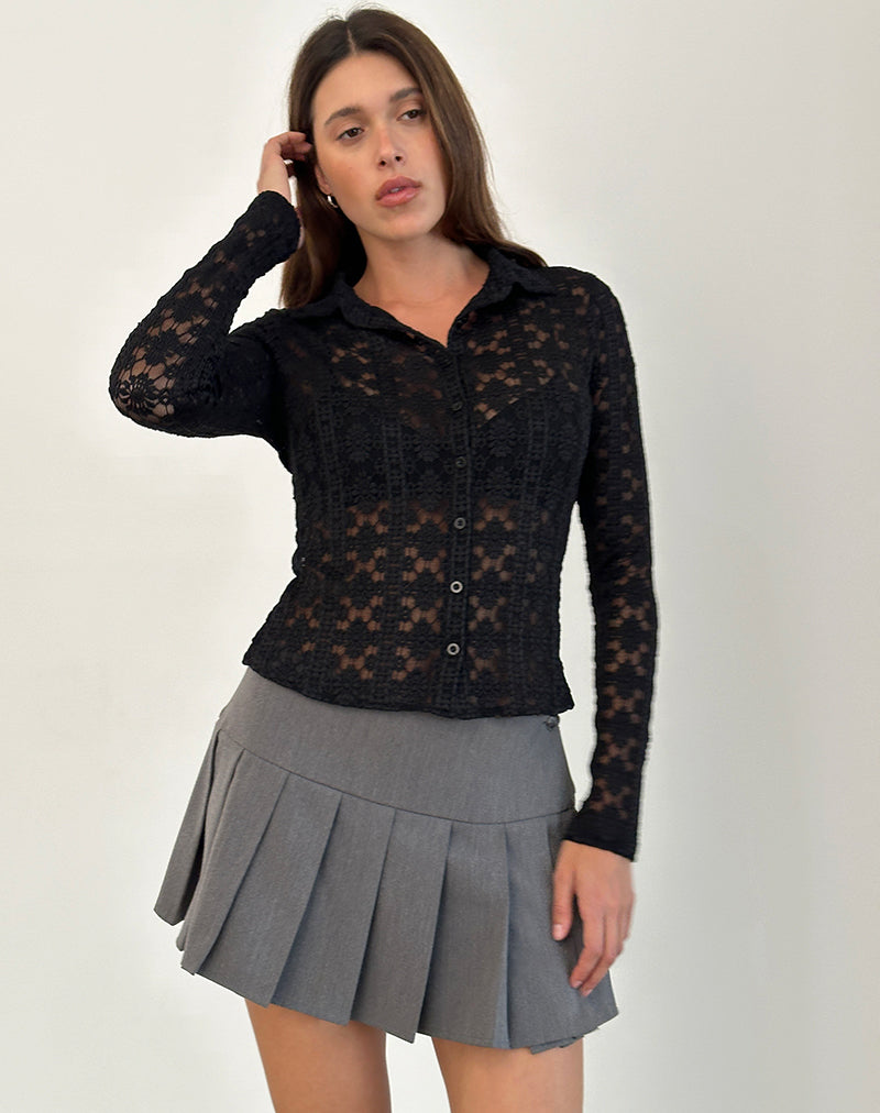 Image de la chemise Kenila en dentelle royale noire