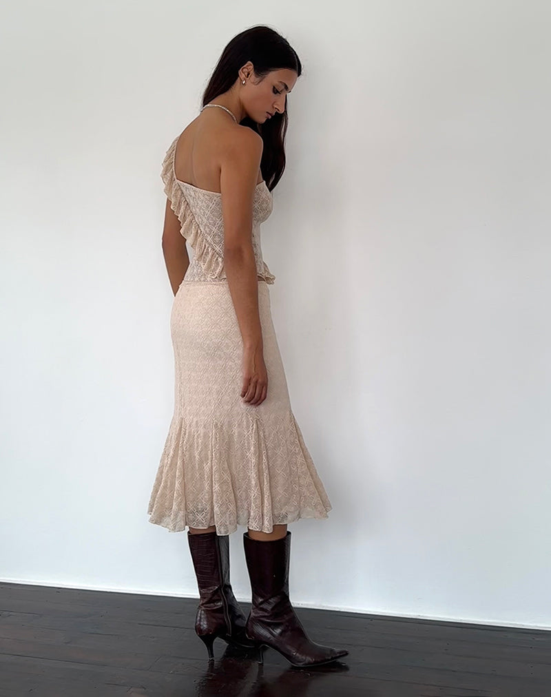 Image de Kezia Bandeau Frill Top in Textured Nude Lace