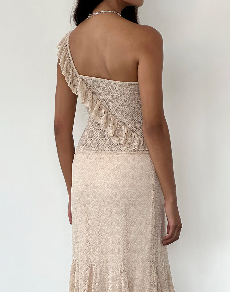 Image de Kezia Bandeau Frill Top in Textured Nude Lace
