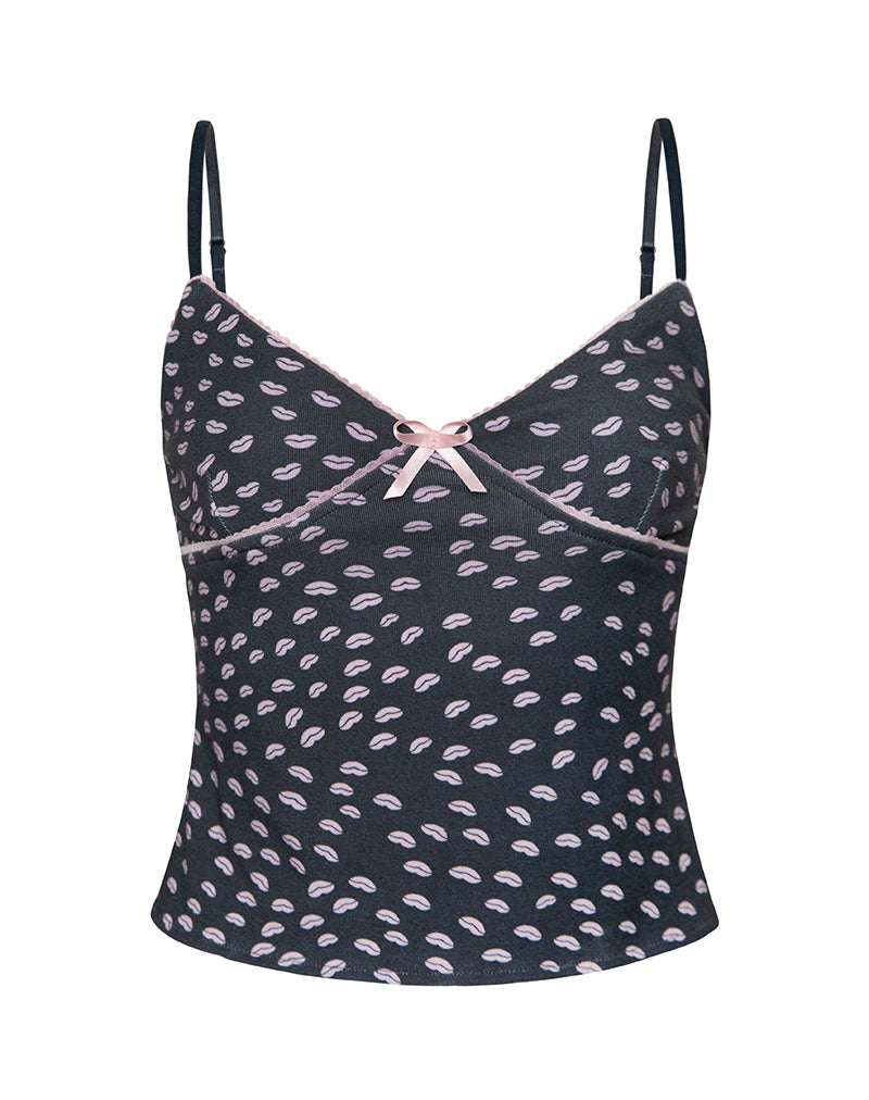 Image de Narumi Cami Top in Black Micro Lips Pink