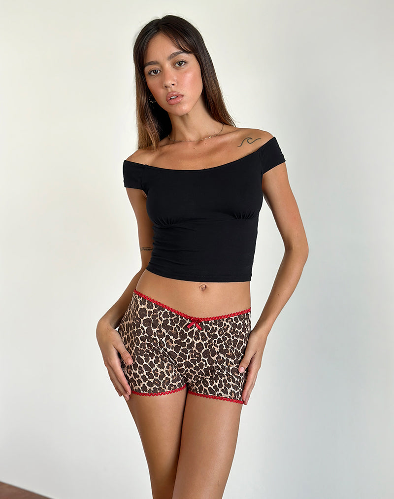 Short Kichi Micro en Rar Leopard Sandstorm avec bordures rouges