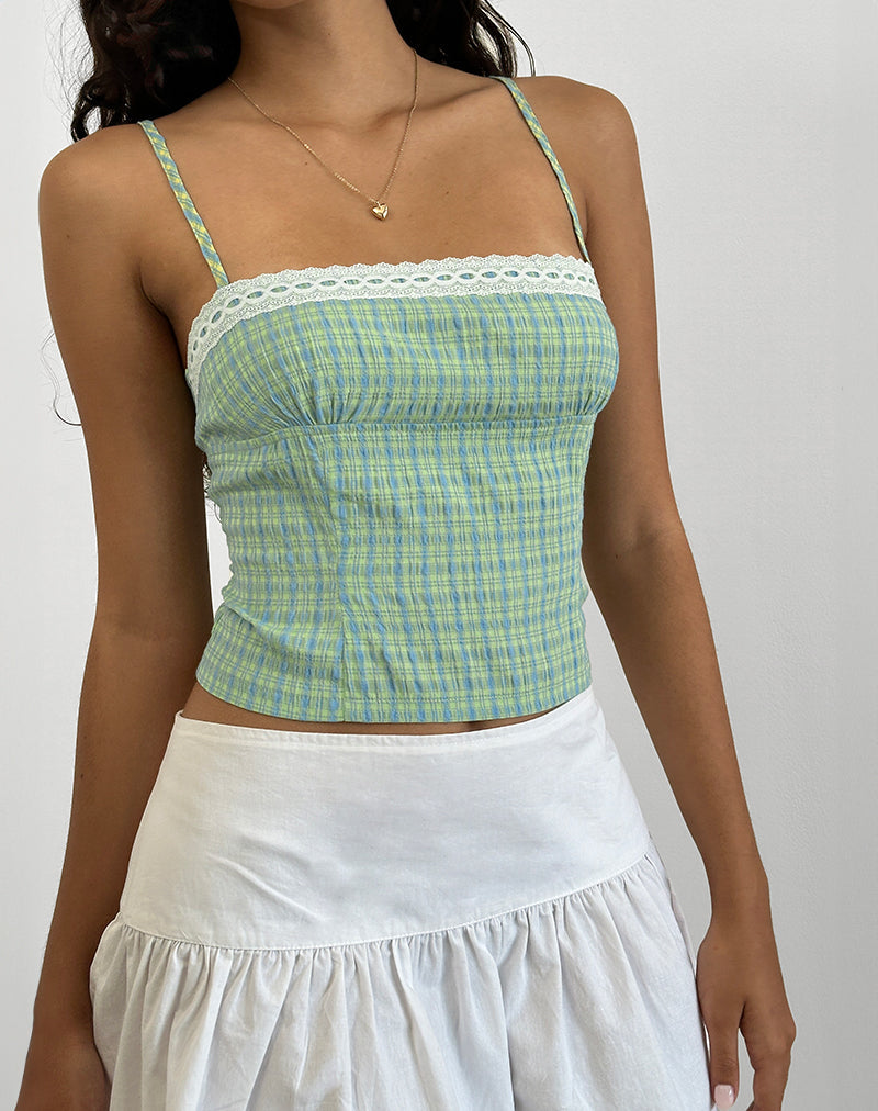 Image de Kinaya Cami Top in Blue and Yellow Check