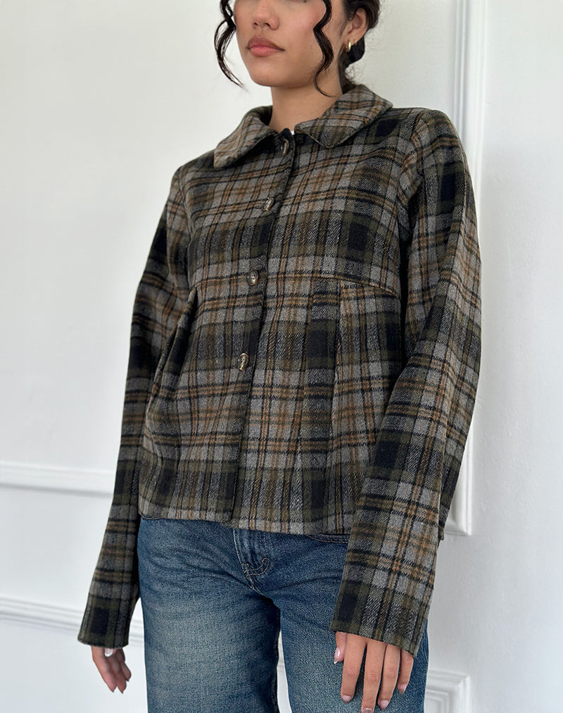 Image de Kisaki Swing Coat in Check Yellow