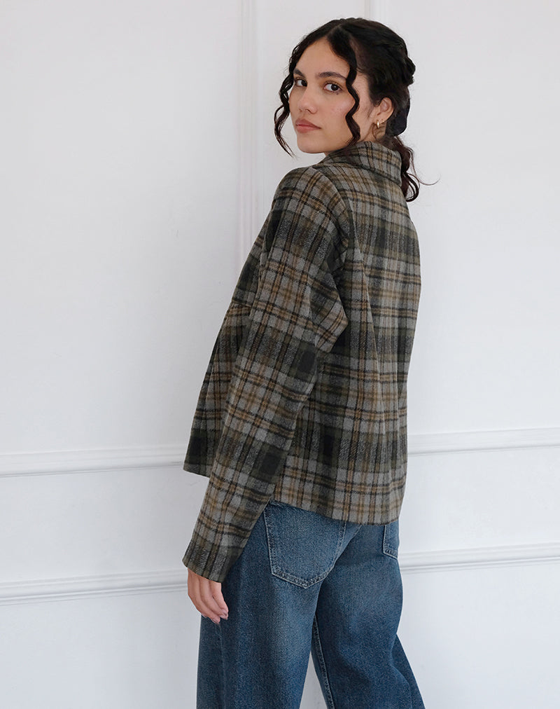 Image de Kisaki Swing Coat in Check Yellow