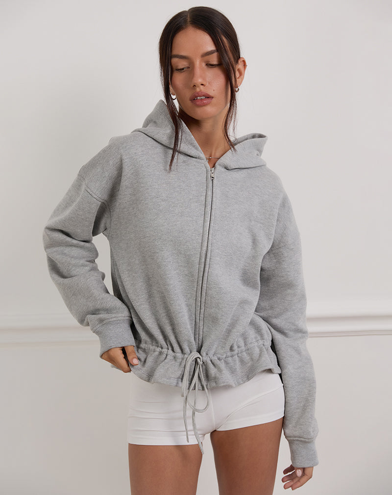 Kit Cinched Waist Hoodie en gris chiné