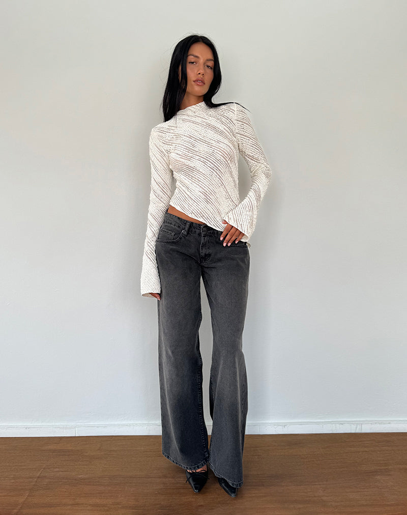 Image de Kittie Long Sleeve Top in Textured Ivory