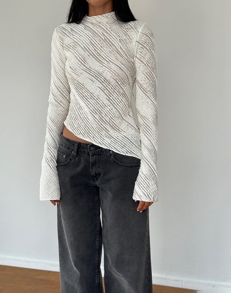 Image de Kittie Long Sleeve Top in Textured Ivory